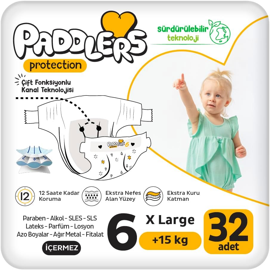 Protection Bebek Bezi 6 Numara X-Large (15+ Kg) 32 Adet – Jumbo Paket, Maksimum Koruma
