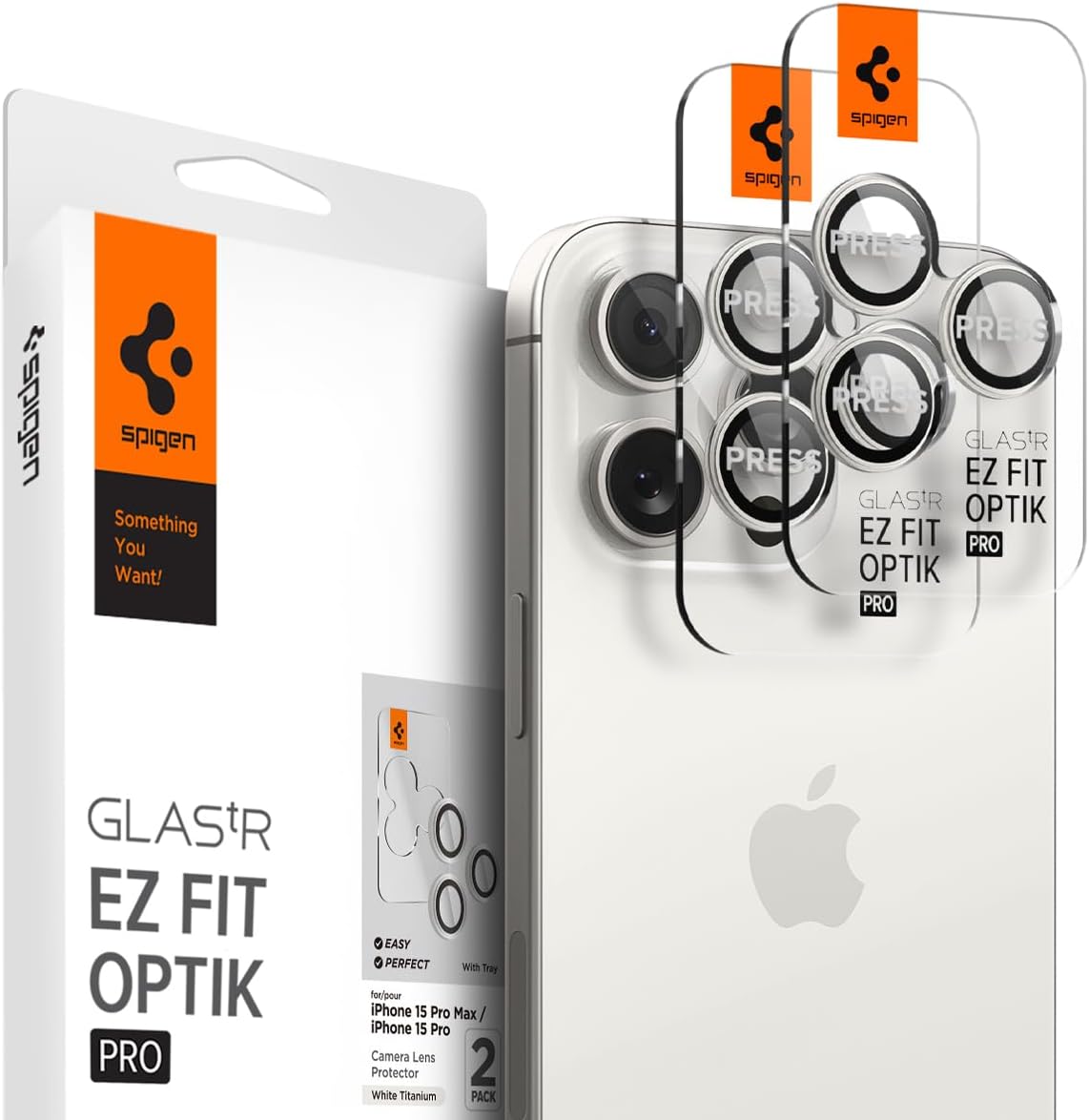 iPhone 17 Pro/Pro Max / 16 Pro/16 Pro Max / 15 Pro/15 Pro Max ile Uyumlu Kamera Lens Koruyucu Cam Kolay Kurulum Glas.tR EZ Fit Optik Pro (2 Adet) White Titanium - AGL07165