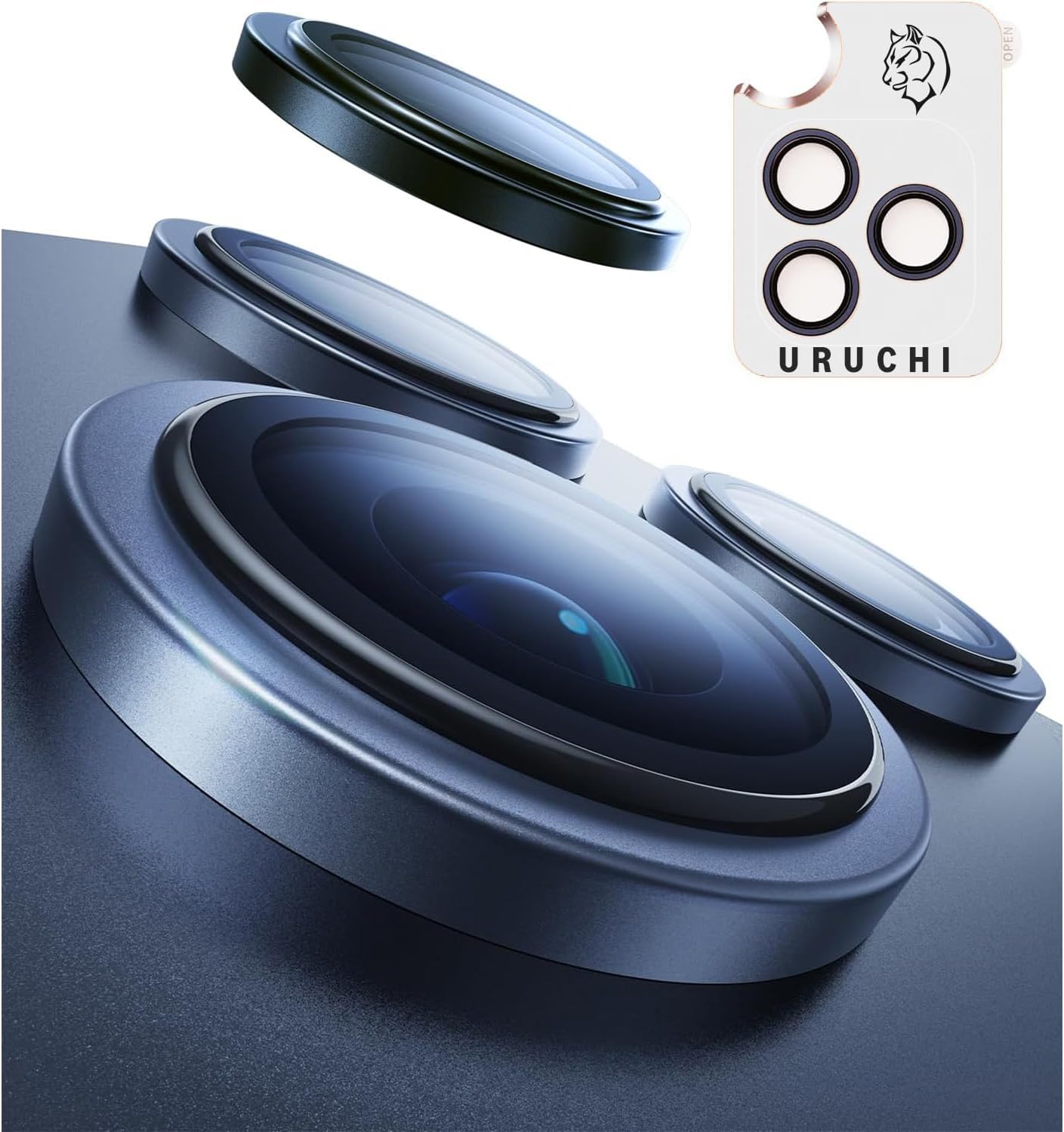 Premium Safir Kamera Lens Koruyucu iPhone 17 Pro / 17 Pro Max, Havacılık Sınıfı Alüminyum Çerçeve, Ultra HD Netlik, Çizilmeye Karşı Üstün Koruma (Deep Blue, iPhone 17 Pro / 17 Pro Max)