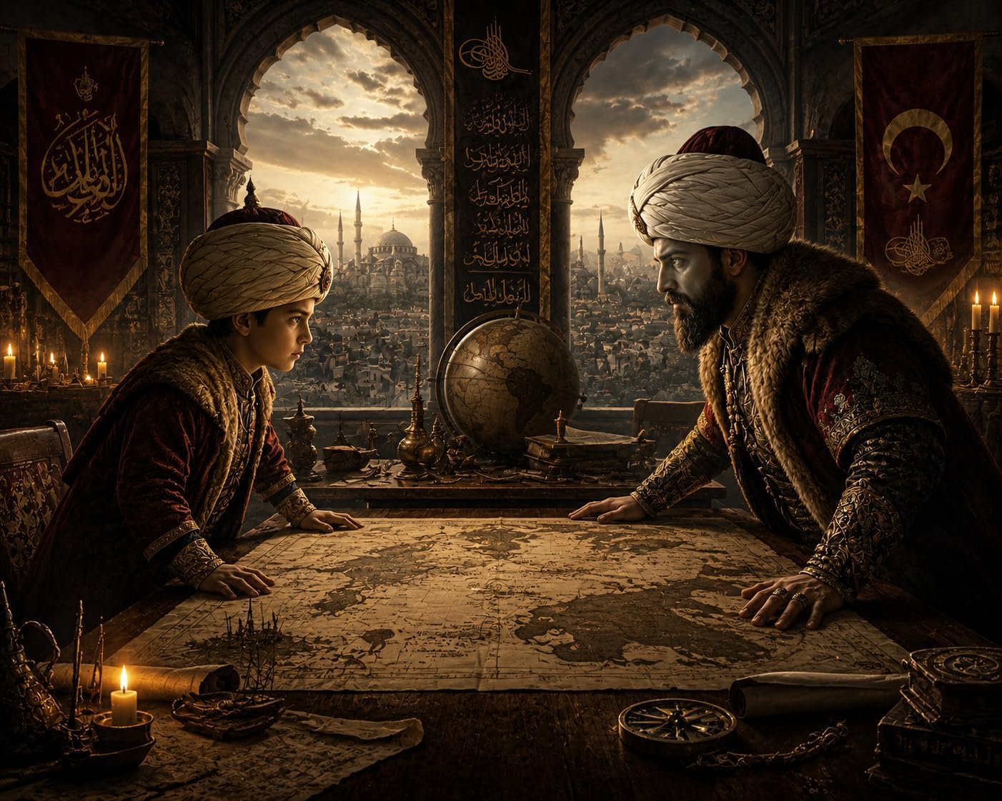 BYBARS Fatih Sultan Mehmet İstanbul’un Fethi Temalı Duvar Dekoru 40x50 cm – 3 mm Forex Tablo Osmanlı Sanatı