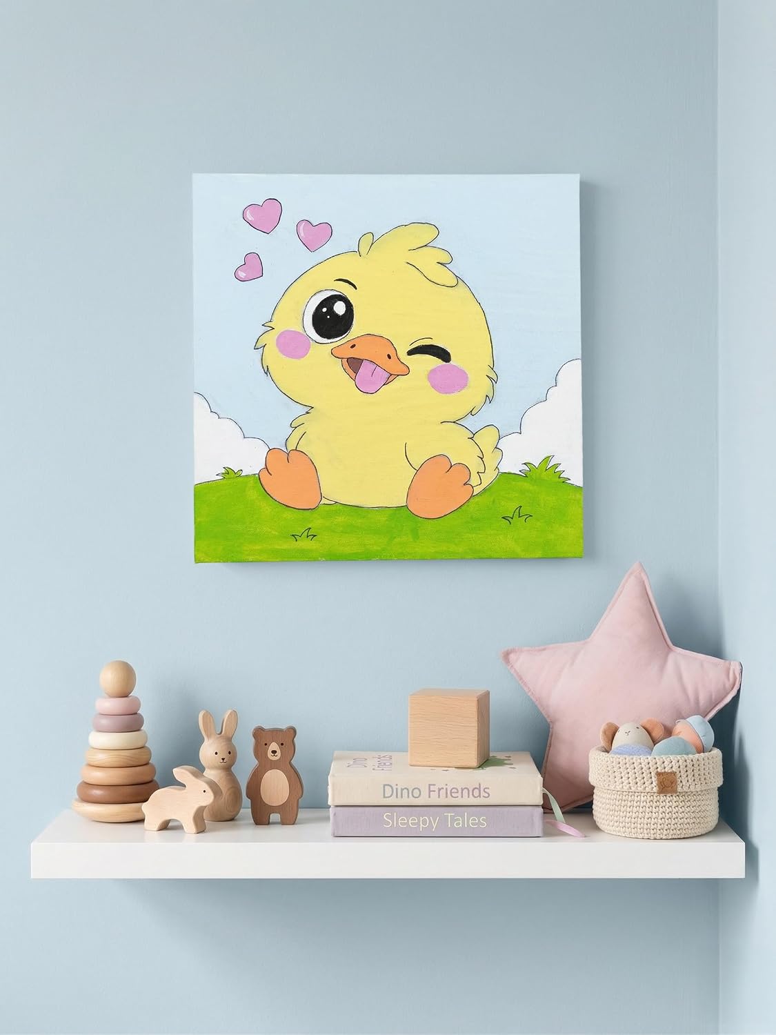%100 El Yapımı Neşeli Çocuk Odası Tablosu - 20x20 cm Fabrikasyon Olmayan Akrilik Sanat