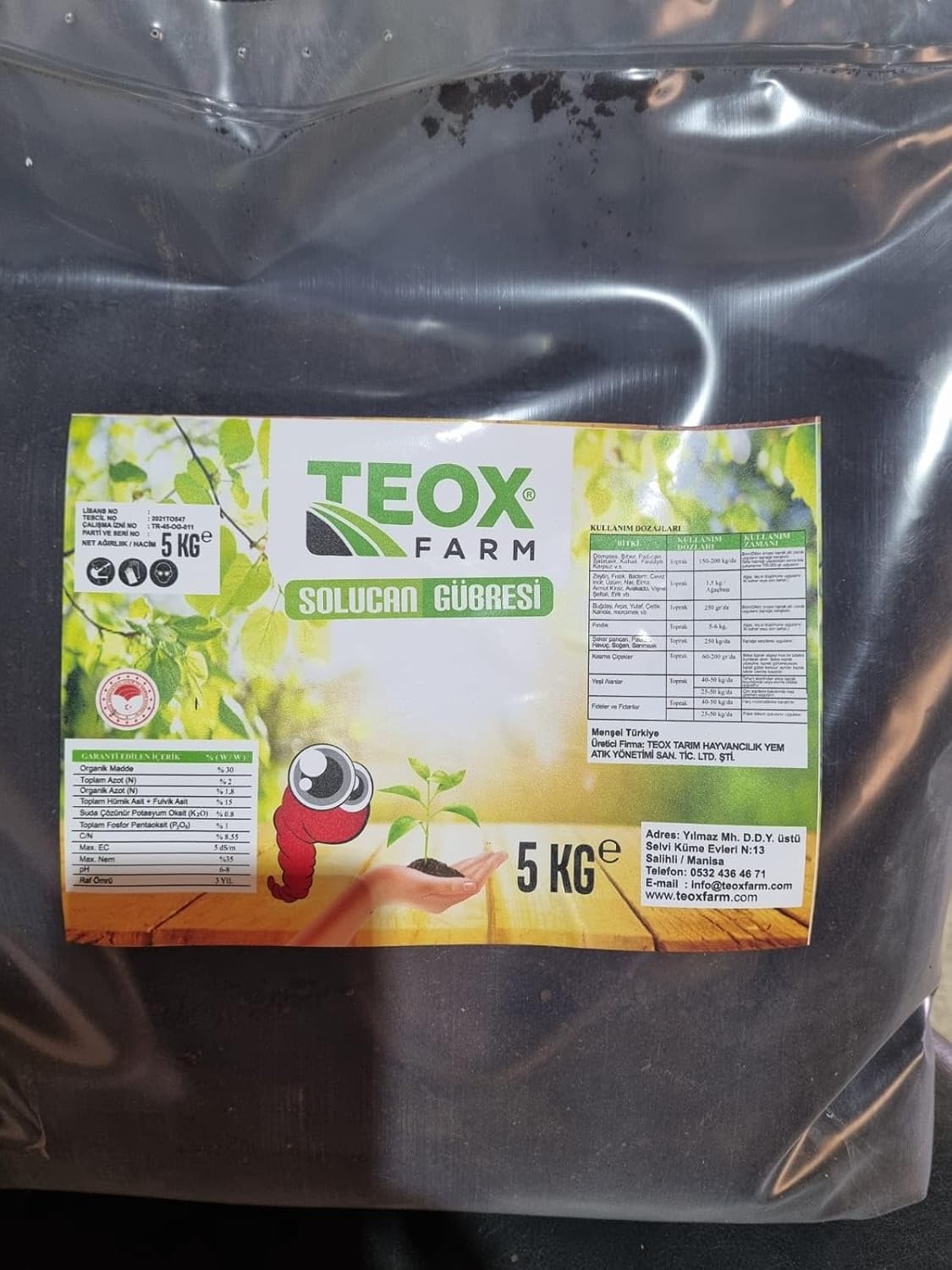 Katı Solucan Gübresi 5 KG Torba