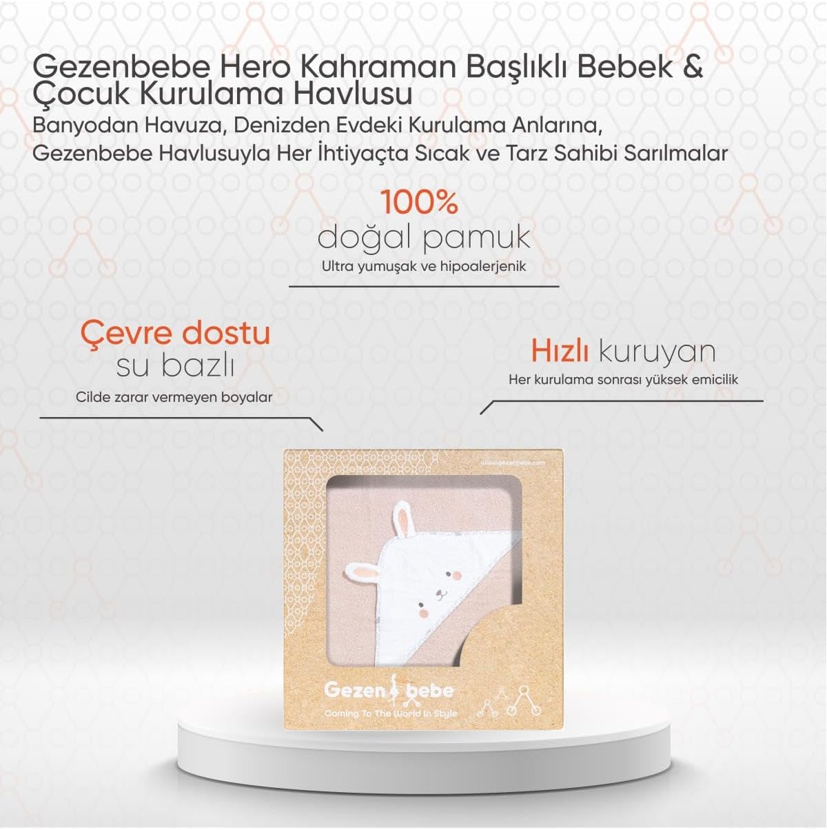 Hero Kahraman Başlıklı Bebek & Çocuk Kurulama Havlusu Bunny 75x80 cm
