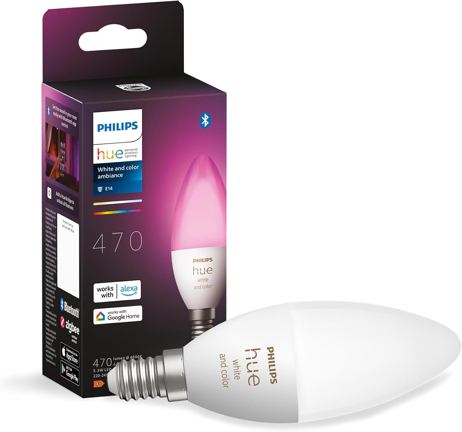 5.3W Renkli Akıllı B39 E14 Led Ampul, Bluetooth Özellikli