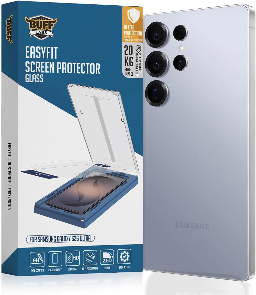 BUFF Galaxy S26 Serisi ile Uyumlu EasyFit Glass Kolay Uygulama Aparatlı Ekran Koruyucu Temperli Cam (Galaxy S26 Ultra)