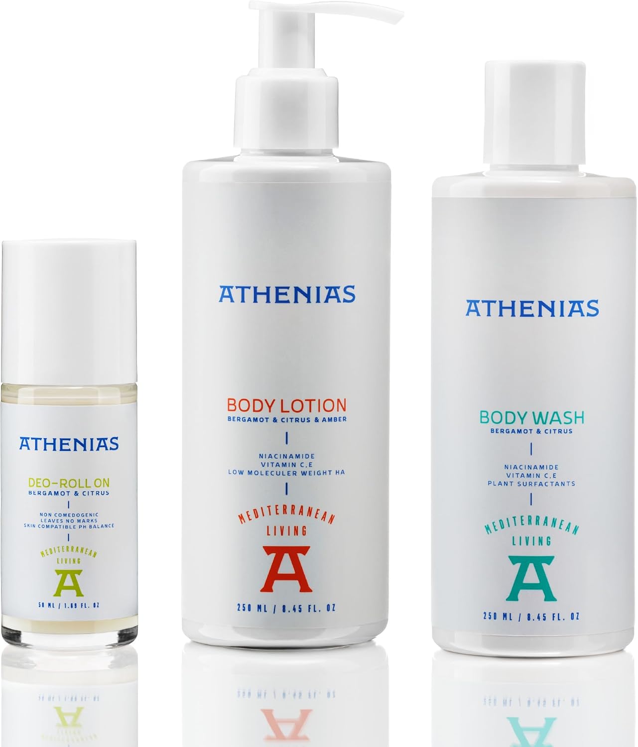 Banyo Seti, Vücut Yıkama Jeli, Vücut Losyonu ve Deo Roll-On, 3'lü Set, Bergamot ve Narenciye