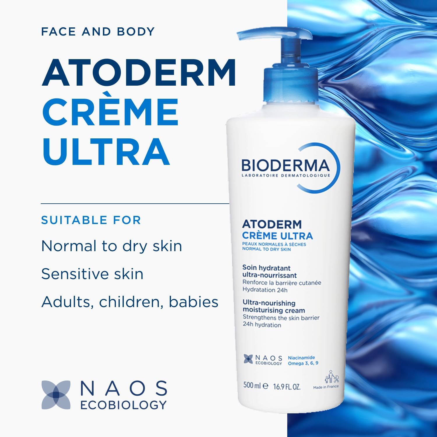 Bioderma Atoderm Cream Ultra Normal ve Kuru Ciltler için Nemlendirici Yüz, Vücut Bakım Kremi 500 ml