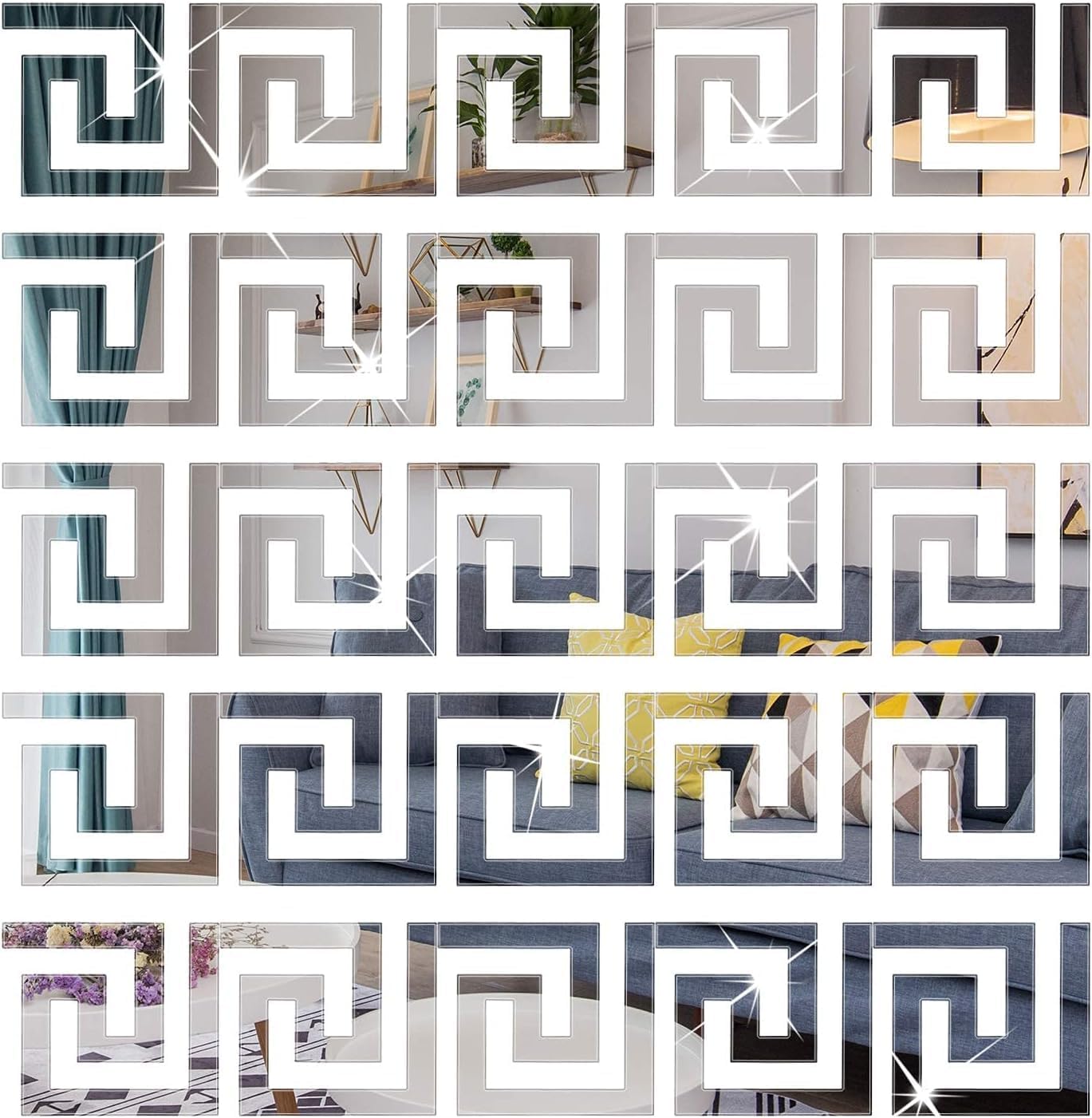 ayna etiketi, 30 adet 10x11 cm akrilik geometrik desenli duvar dekoru, gümüş renkli kendinden yapışkanlı, oturma ve yatak odası için çıkarılabilir dekoratif tasarım, modern ev dekorasyonu