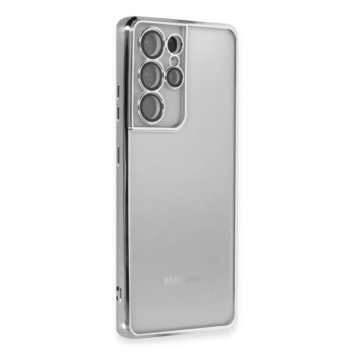 Samsung Galaxy S21 Ultra Kılıf Razer Lensli Silikon - Gümüş