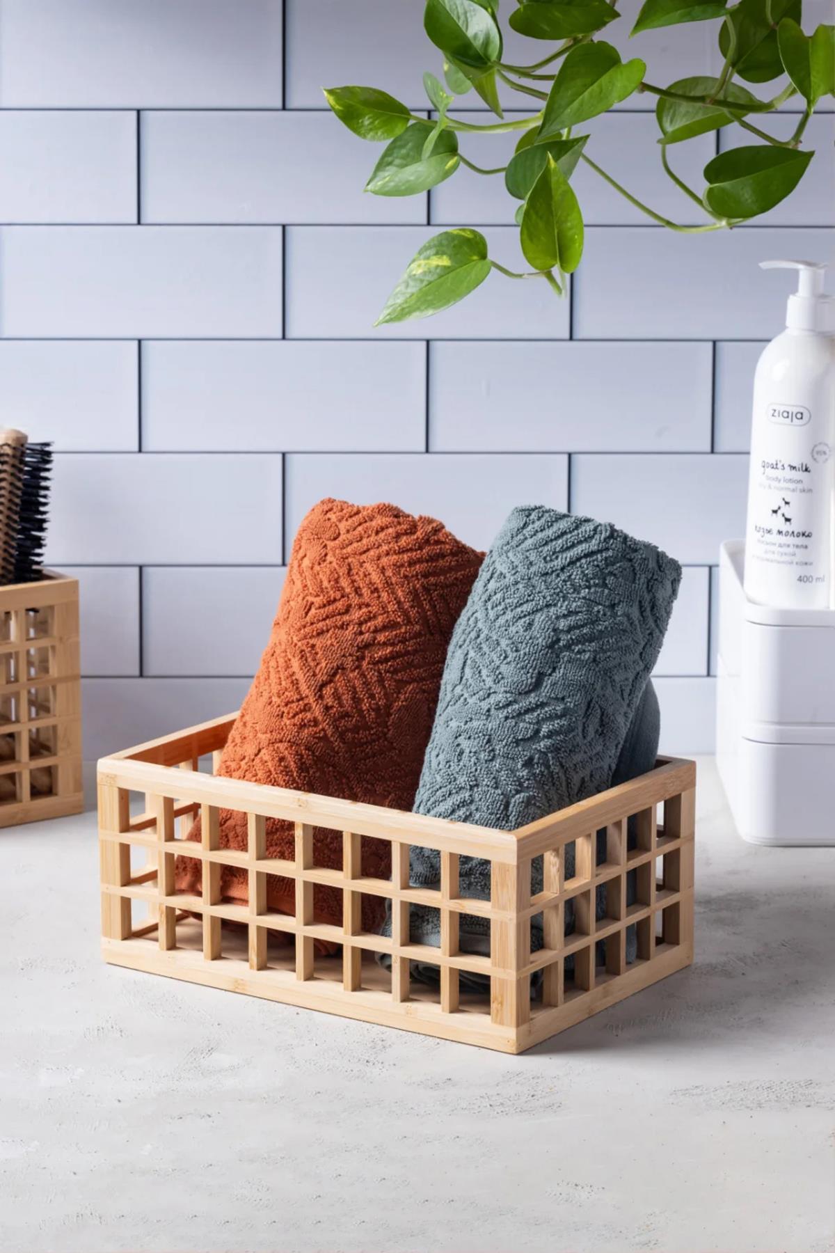 Bambu Organizer Büyük Dolap İçi Düzenleyici Sepet 18x26 cm