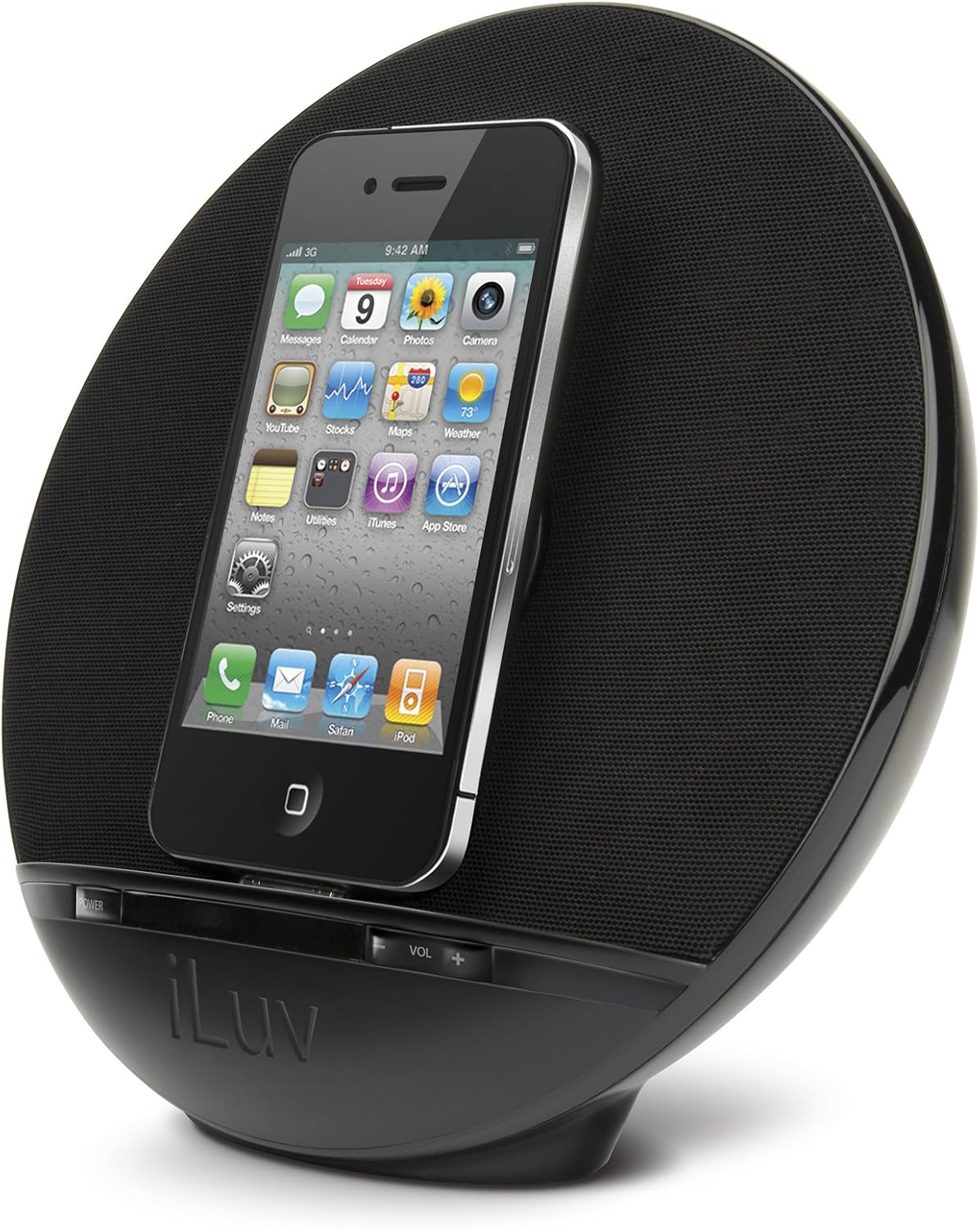 iLuv Stereo 30-Pin iPod/iPhone ile Uyumlu Masaüstü Speaker Dock / 30 pin girişli ve Aux girişlidir
