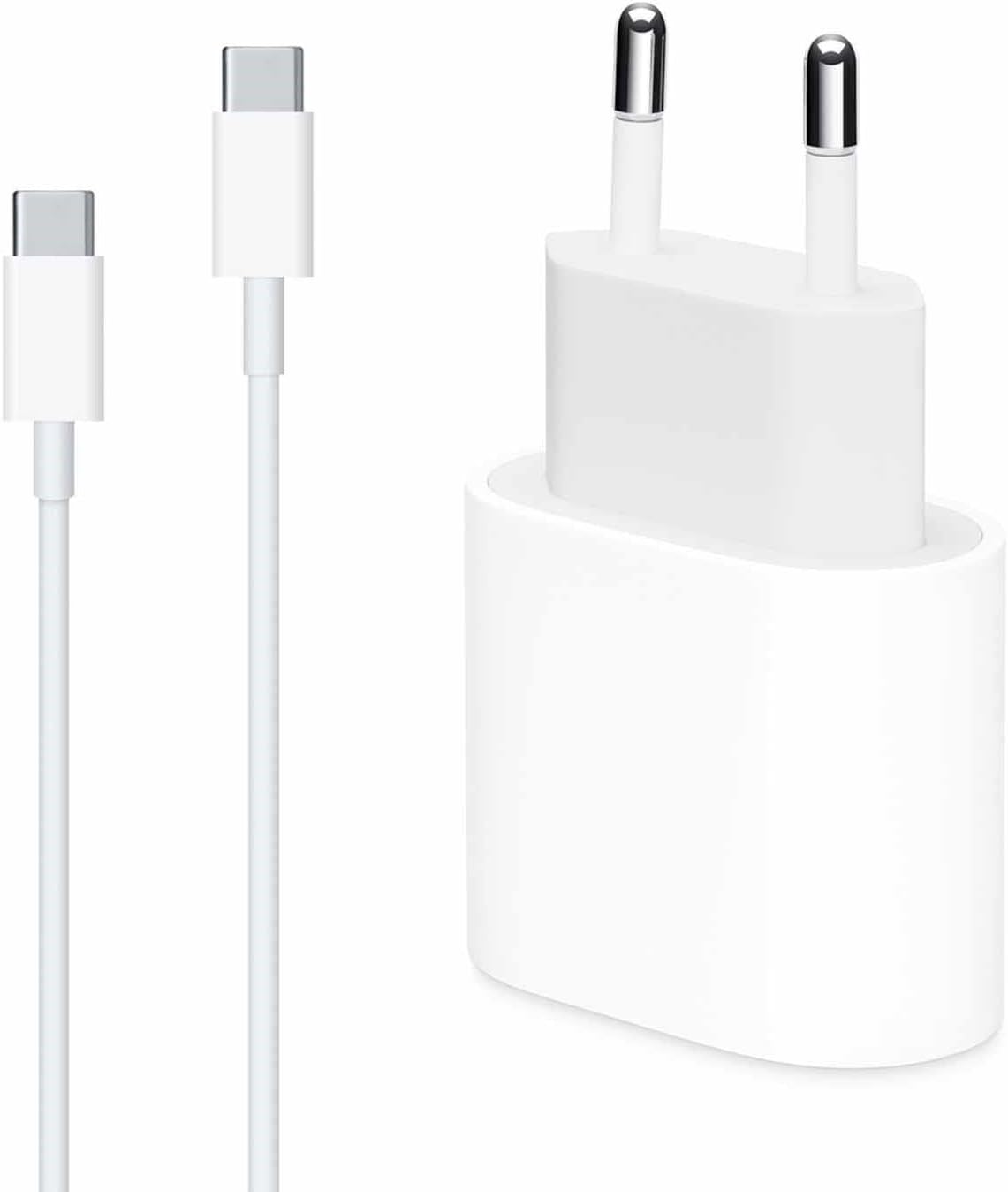 Apple iPhone 15 Pro Max için Type-C To Type-C 2 in 1 Şarj Seti [iPhone 15 Pro Max ile Uyumlu Kablo - Beyaz]