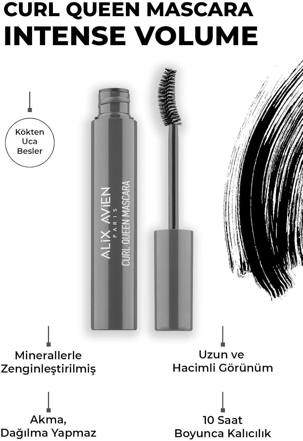 Uzunluk Verici Ve Besleyici Siyah Maskara Curl Queen Mascara