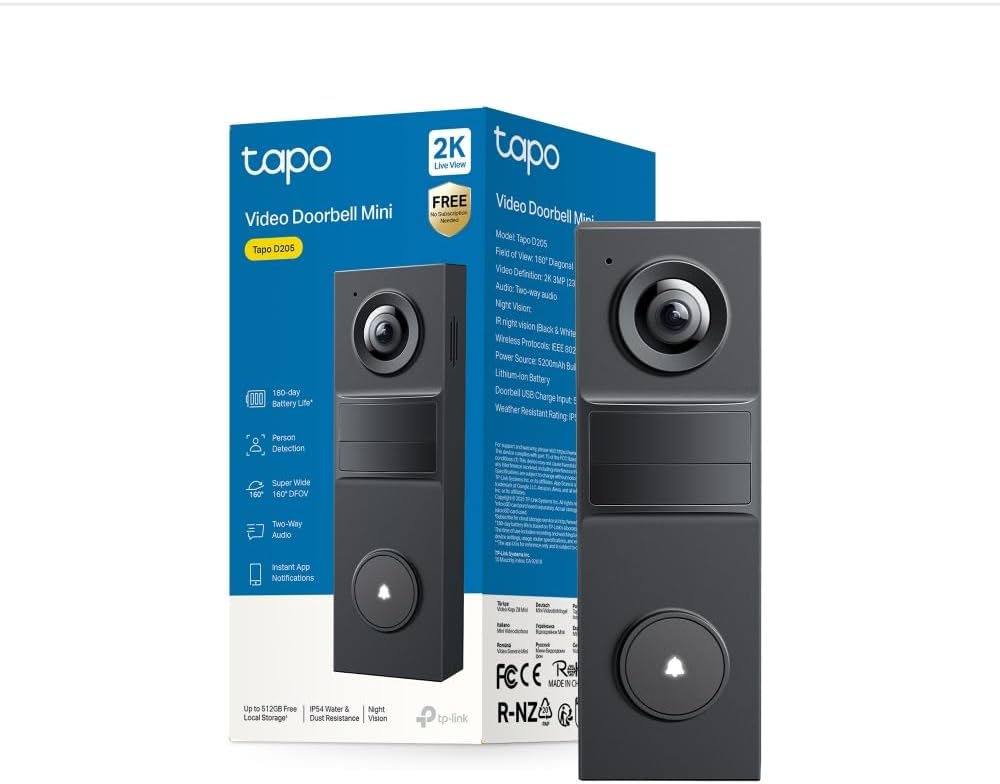D205 | Mini Akıllı Görüntülü Kapı Zili | 2K Net Görüntü | 160° Geniş Açı | 180 Gün Pil Ömrü | AI Kişi Algılama | İki Yönlü Ses | IP54 Hava Koşullarına Dayanıklı | Bulut/SD Kart Depolama