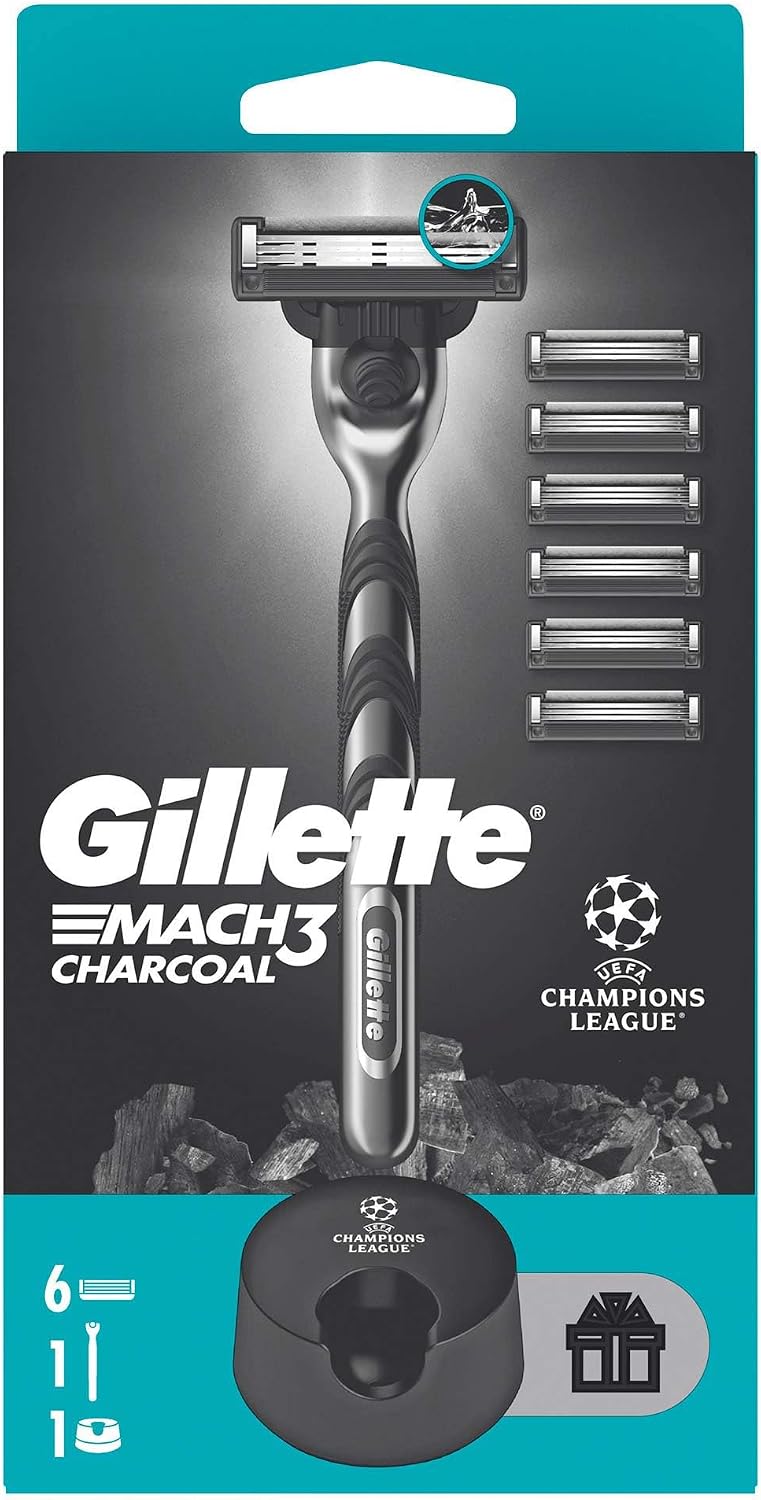 Mach3 Charcoal Tıraş Makinesi + 5 Adet Yedek Tıraş Bıçağı + Premium Stand Hediyeli Peket