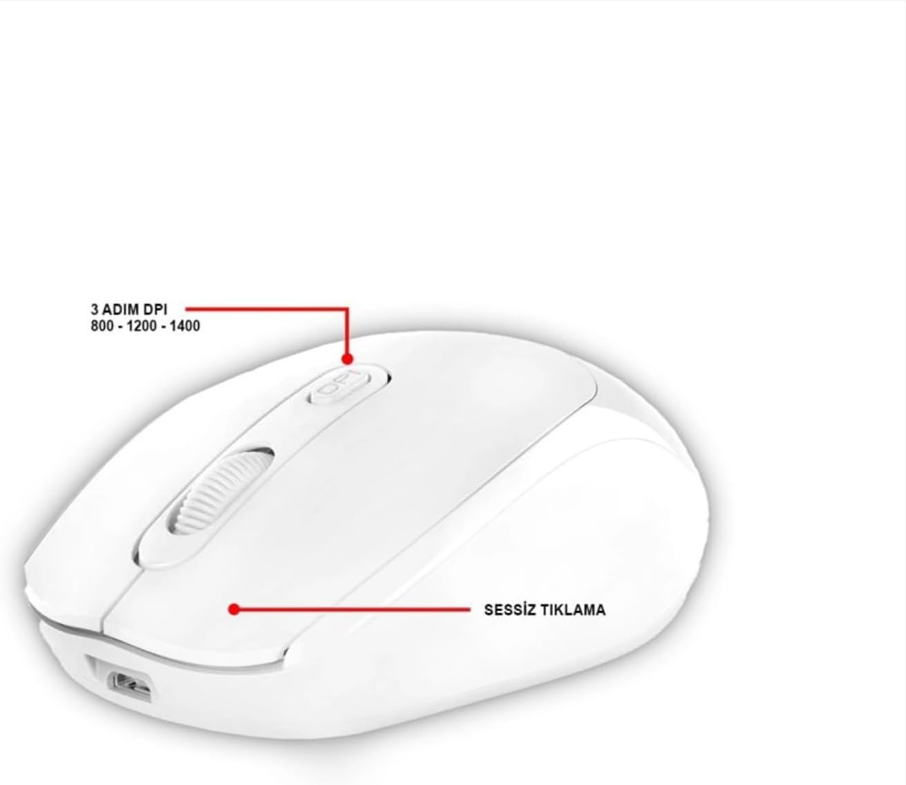 STORE Bluetooth Şarj Edilebilir Kablosuz ve Çift Mod Sessiz Mouse 800-1200-1400 DPI