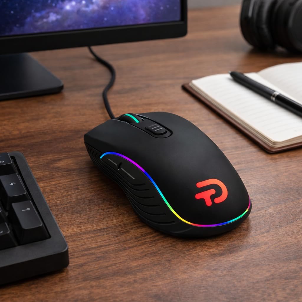 Gaming Mouse USB Kablolu RGB Aydınlatmalı 7200 DPI Ayarlanabilir 7 Tuş PMWA725 Sensör 125Hz/1000Hz Report Rate Ergonomik Tasarım 20G Hızlanma Windows Uyumlu Oyuncu Mouse | G303