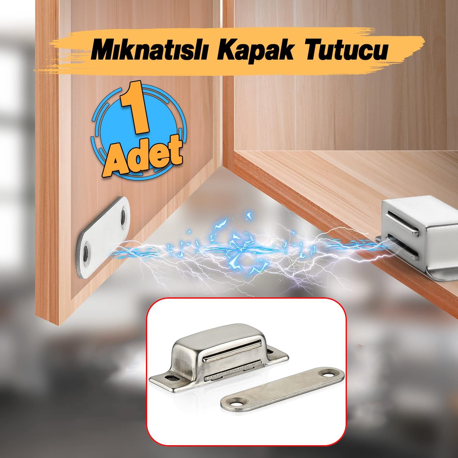 Mıknatıslı Çıt Çıt 5 cm Paslanmaz Metal Kapak Tutucu Dolap Açılır Kapanır Çekmece Kapatma Mekanizma