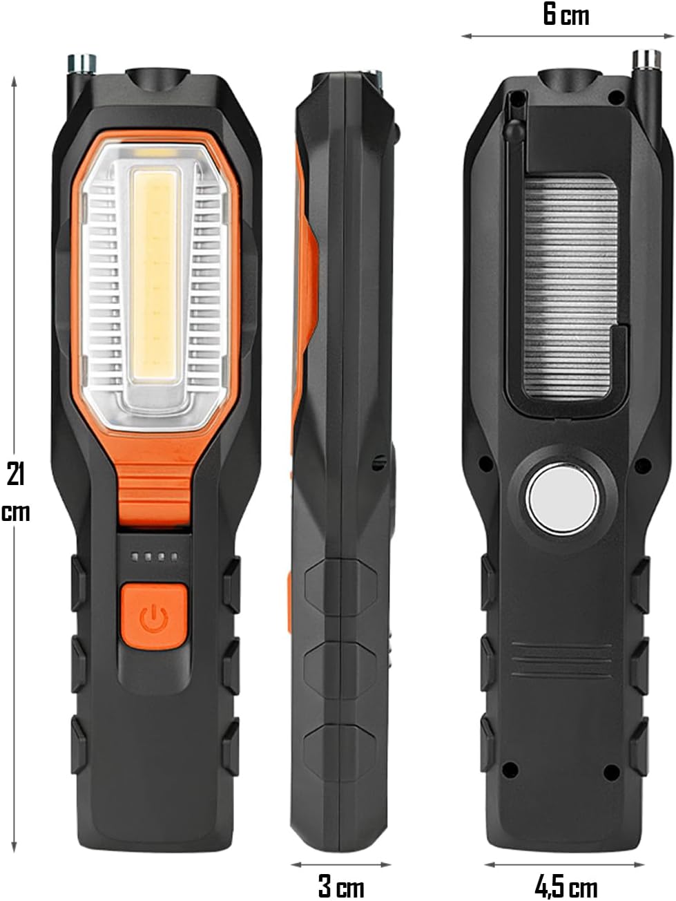 El Feneri 4 Modlu 90° Akrobat LED Çalışma Işığı İş Lambası Darbeye Dayanıklı Mıknatıslı Fener 8W