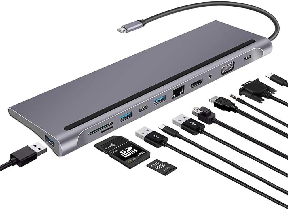 7010 11'i 1 arada Tip-C HUB Adaptör USB Tip C - HDMI VGA Ses PD Kart Okuyucu RJ45 Ağ Kartı Bağlantı İstasyonu Dönüştürücü Dizüstü Bilgisayar PC için