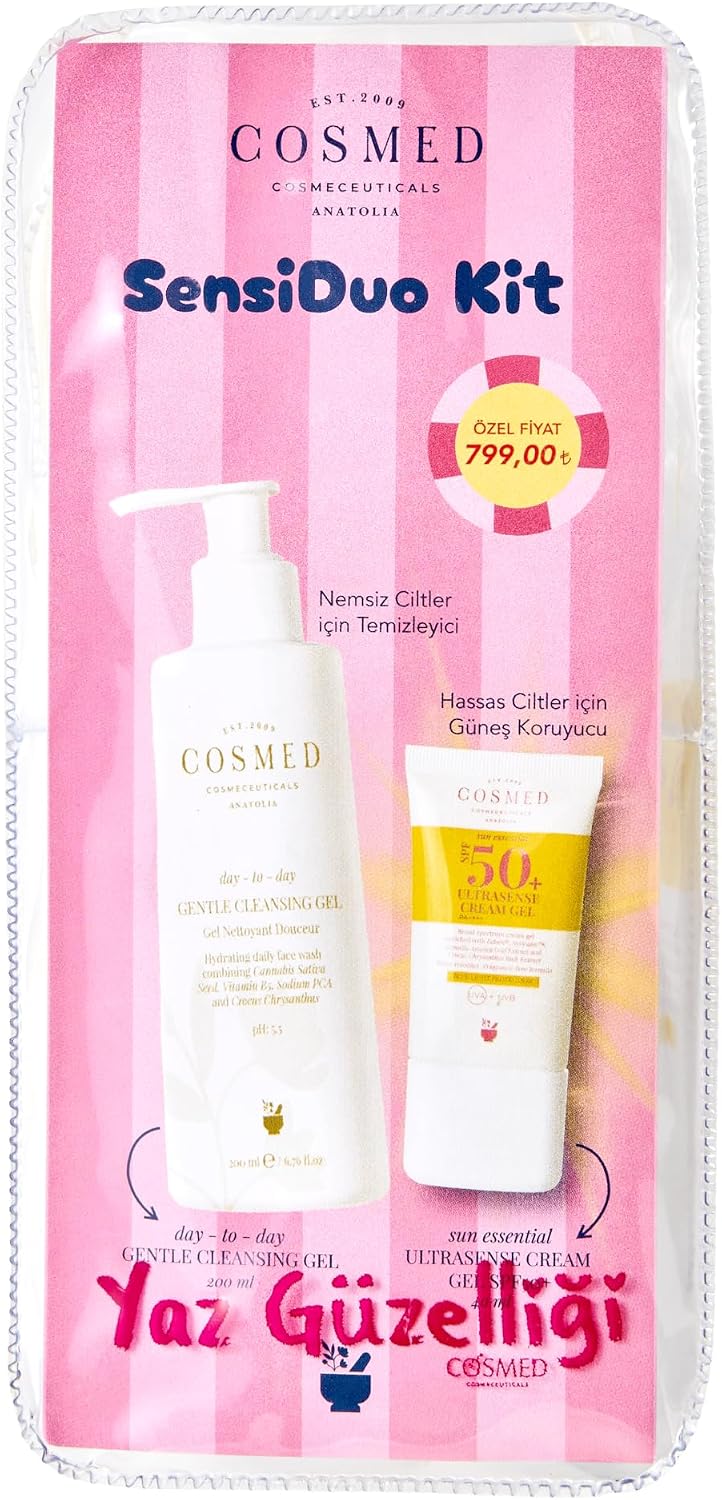 Cosmed SensiDuo Kit Hassas Ciltler İçin Gentle Cleansing Gel 200 ml ve Ultrasense SPF50 Güneş Kremi 40 ml