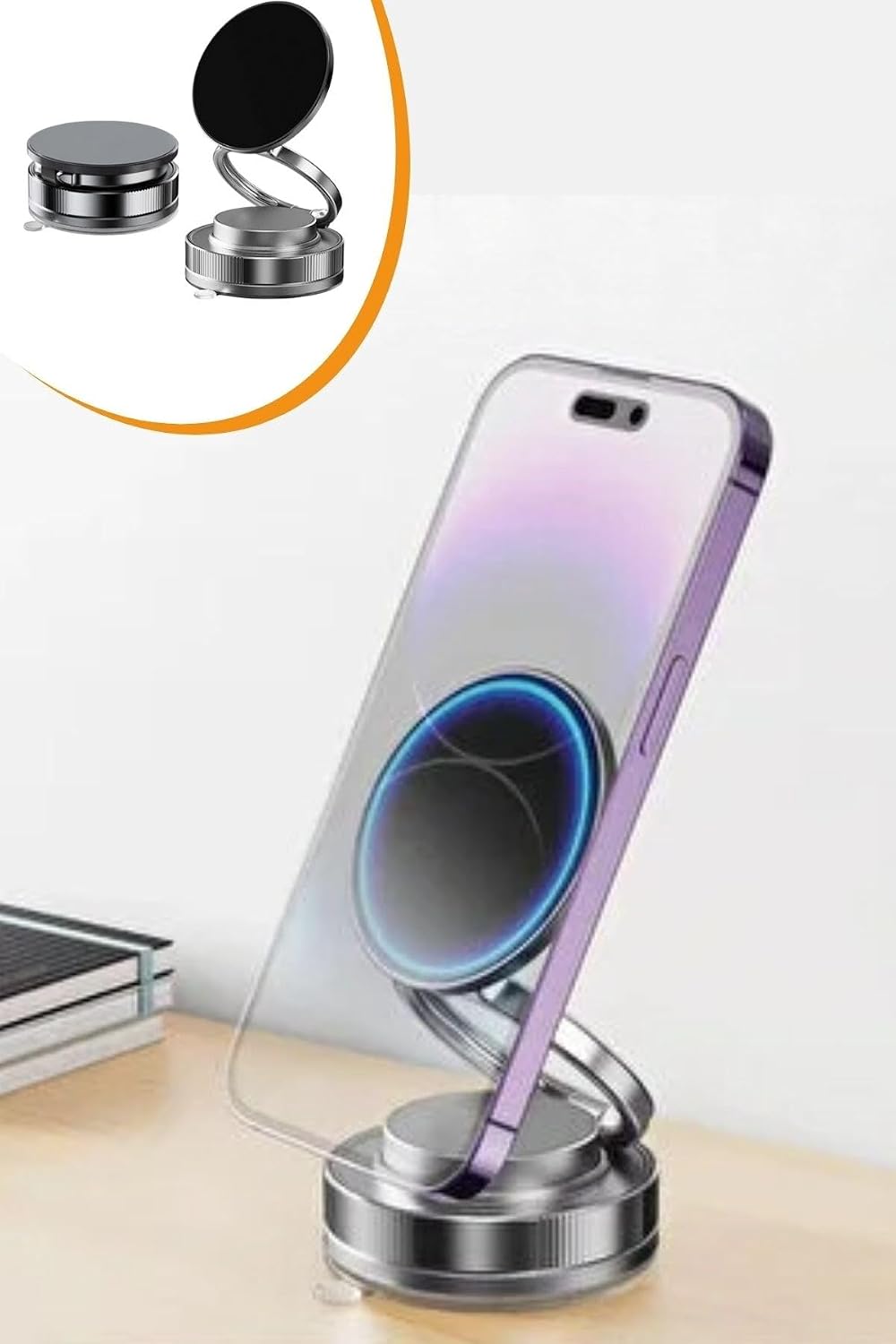® Vakumlu Manyetik Telefon Tutucu – Güçlü Vakum 360° Döner Araç İçi Telefon Standı, Ultra Sabit Manyetik Destekli Mobil Cihaz Aparatı
