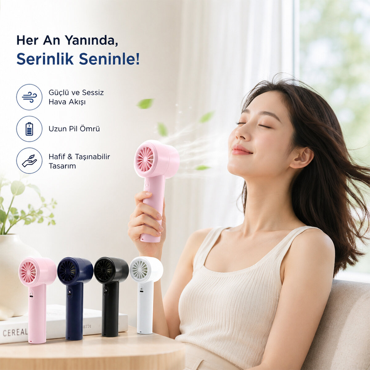 Mini El Fanı Renki Ayarlanabilir Hız Ayarı Dijital Gösterge Fan - Vantilatör 5W WX-638 Herhangi Bir Renk Gönderilir