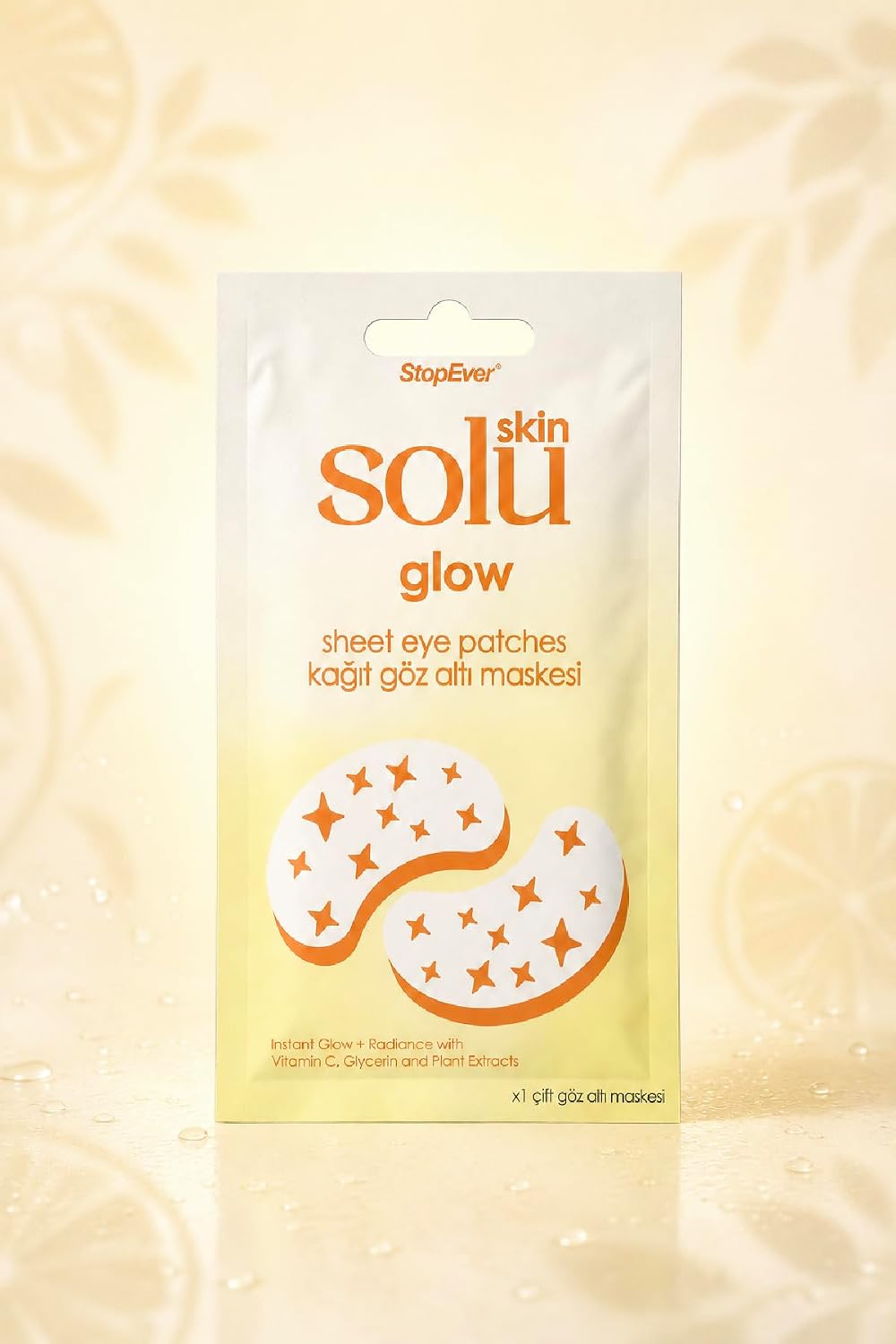 Skin Solu Glow C Vitamini ve Bitkisel Özlü Kağıt Göz Altı Maskesi – Aydınlatıcı ve Nemlendirici Göz Altı Bakım Bandı (1 Çift)