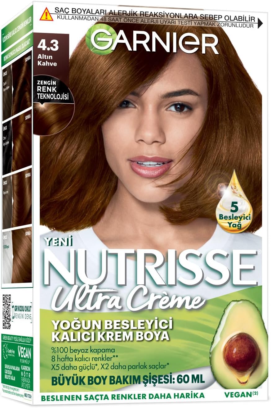 Nutrisse Yoğun Besleyici Kalıcı Krem Saç Boyası 4.3 Altın Kahve