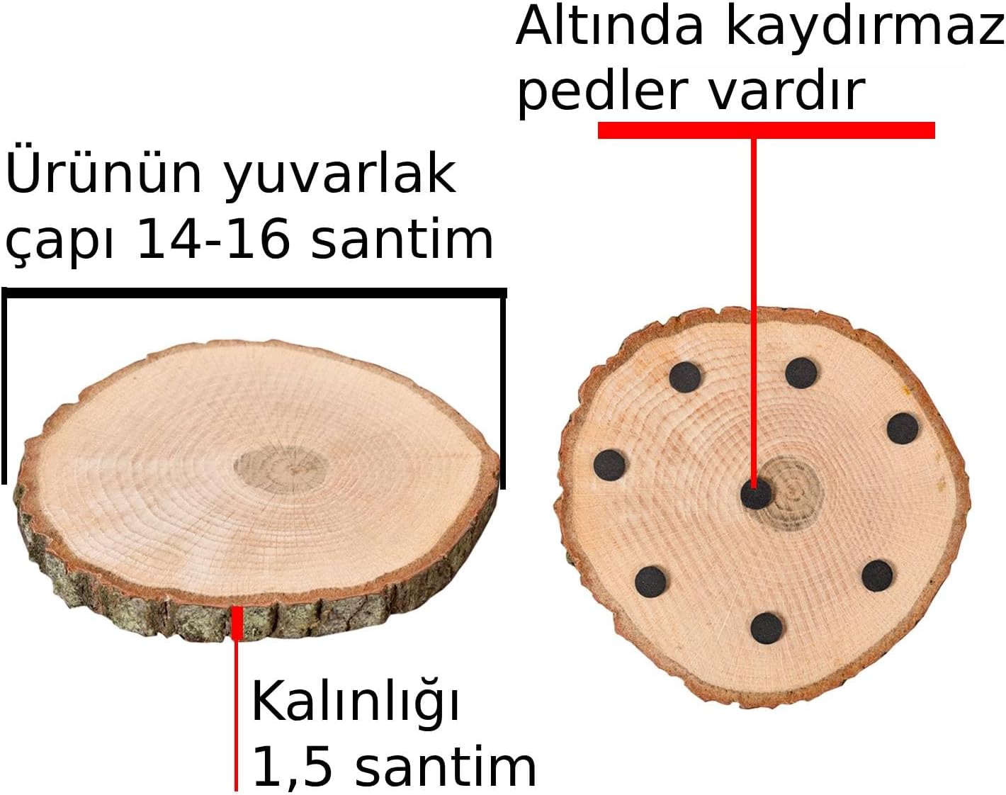 Ağaç Ahşap Nihale Tencere Çaydanlık Alltlığı Çap 14-16 cm