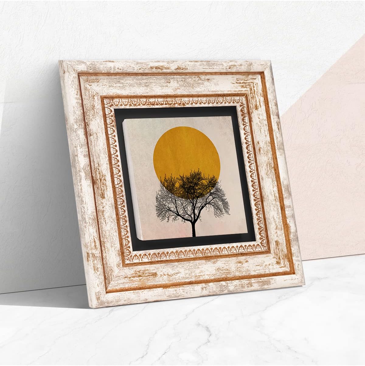 Minimalist Taş Duvar Tablosu - Çerçeveli Taş Tablo - Dekoratif Duvar Sanatı - Modern Ev ve Ofis Duvar Dekoru T1-321