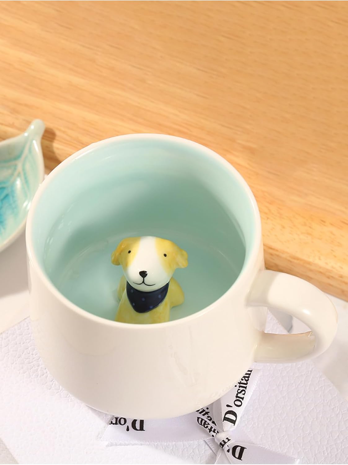 Mukko Home 3D Porselen Kupa – Sevimli Fularlı Köpek Figürlü, 350 Ml, Eğlenceli Ve Özgün Tasarım,Mavi