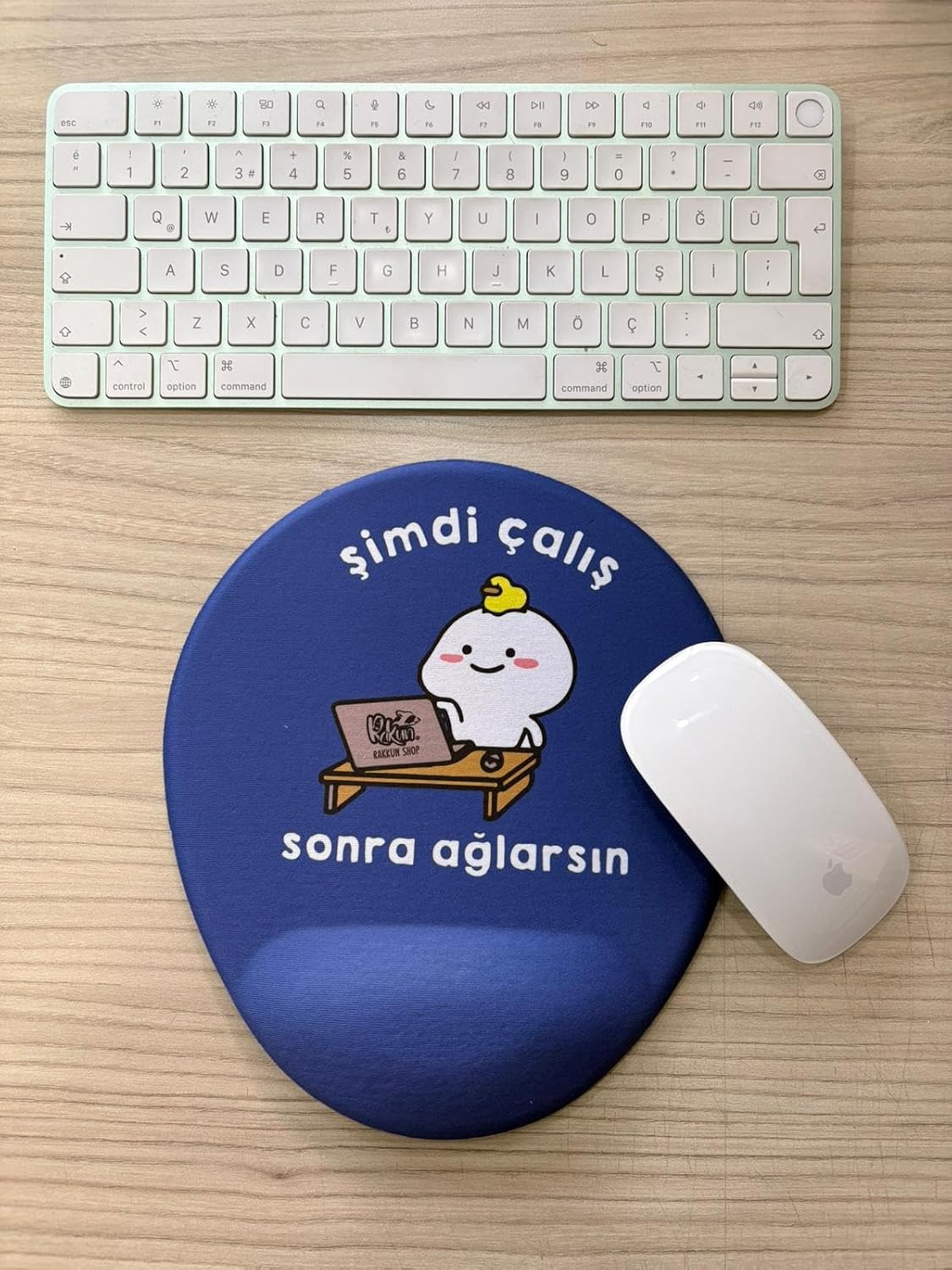 Şimdi Çalış Sonra Ağlarsın Baskılı Bilek Destekli OVAL Mouse Pad (lacivert)