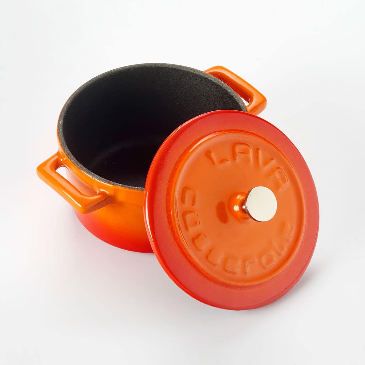 Metal Döküm Mini Tencere, Trendy, 10 cm, 0.35 L Hacim, Turuncu