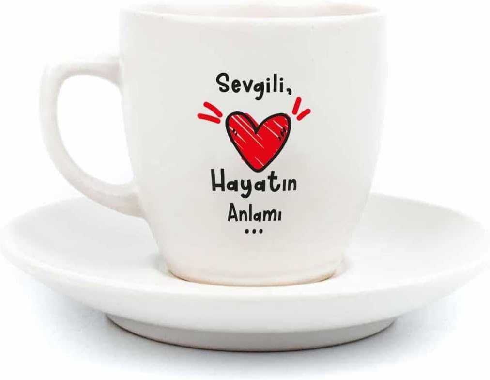 Sevgili, Hayatın Anlamı... Krem Türk Kahvesi Fincanı
