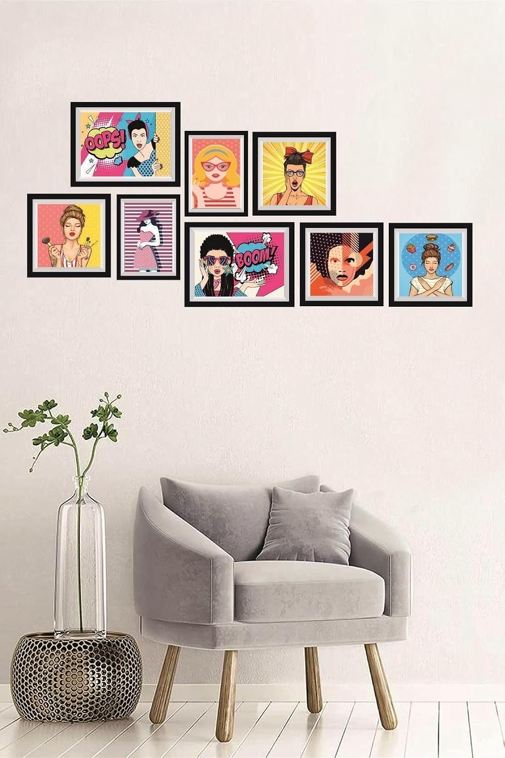 8 Parça Dekoratif Mdf Tablo Seti Çerçeve Görünümlü DEKOLIADKO0131