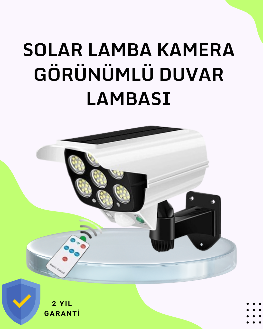 3 Modlu Güneş Paneli Aydınlatmalı Dış Mekan Güvenlik Işığı – IP65 Su Geçirmez, PIR Sensörlü