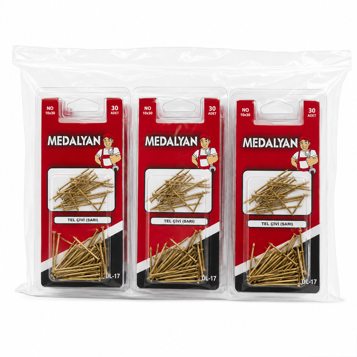 360 ADET 10X30 SARI TP ÇELİK TEL ÇİVİ 12X30PCS