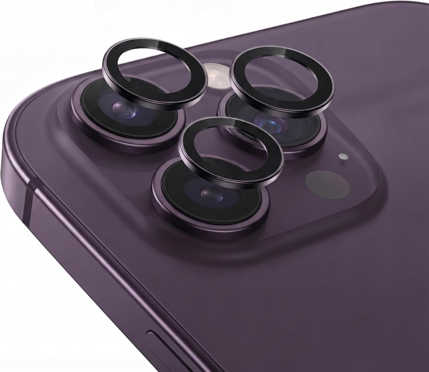 iPhone 14 Pro / 14 Pro Max İle Uyumlu Kamera Lens Koruyucu Alüminyum Alaşım Çerçeveli Telefon Lensi Temperli Cam Koruma (Mor)