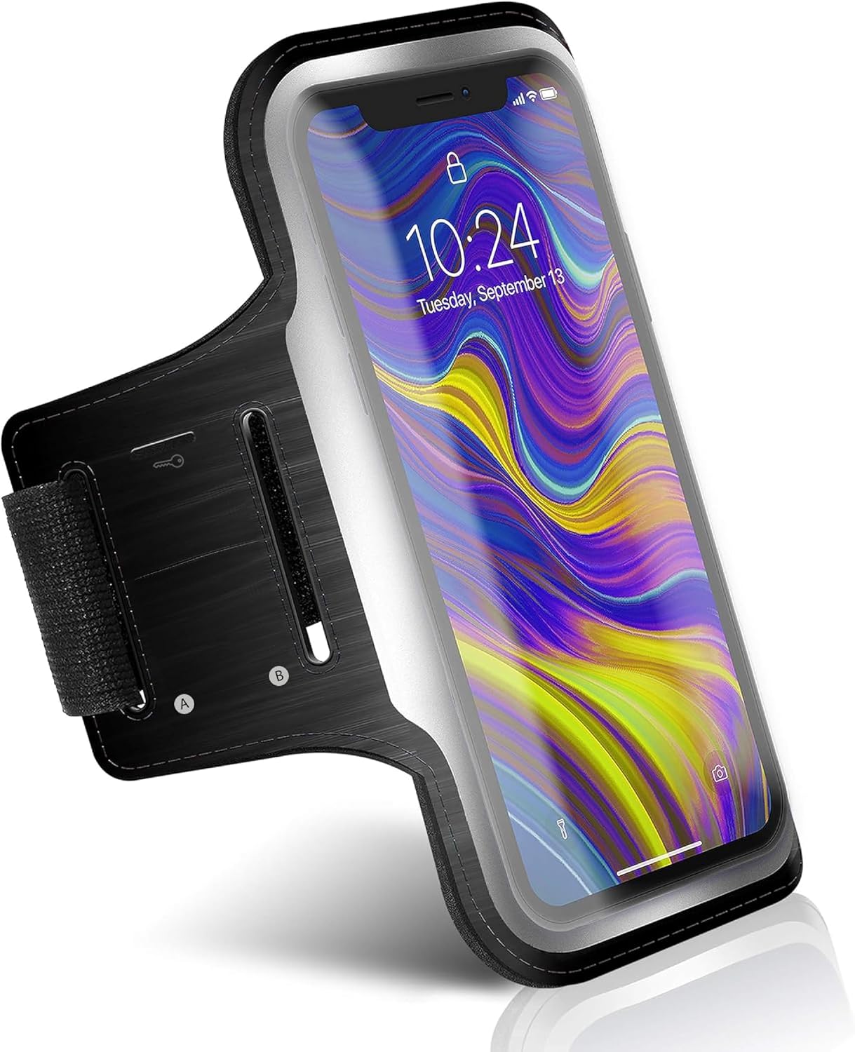iPhone Samsung Xiaomi Huawei ile uyumlu Universal 6,9" inç e Kadar Uyumlu Anahtar Koyma Bölmeli Spor Koşu Yürüyüş için Kol Bandı Siyah