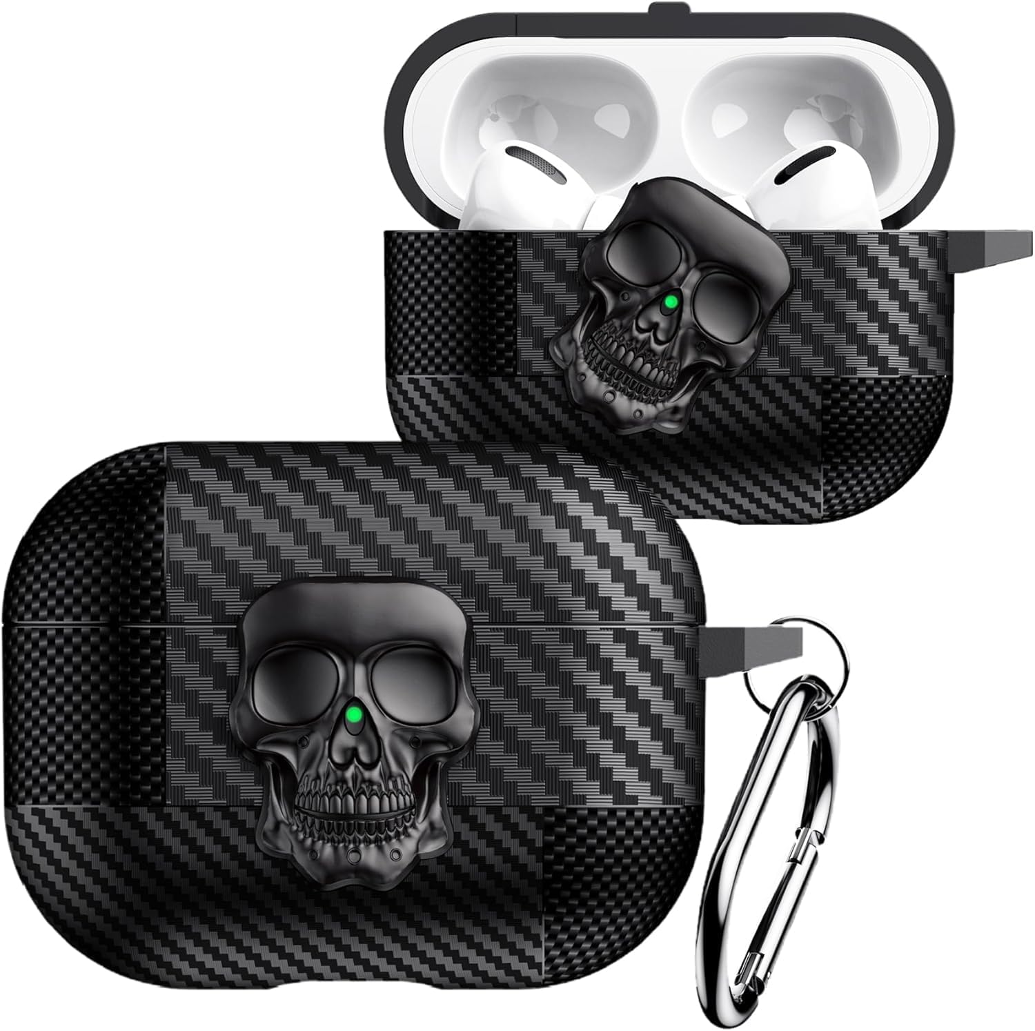 Airpods Pro 3.Nesil Ile Uyumlu Karbon Fiber Hybrid Polymer Technology Kafa Tası Tasarımlı Premium Kulaklık Kılıfı (Siyah-Siyah)
