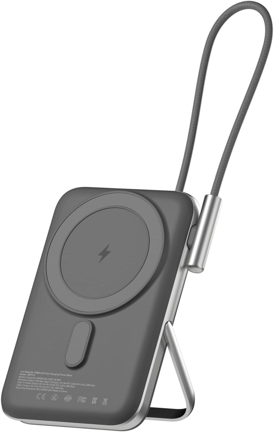 Magsafe Powerbank 10000mAh Standlı 20W Dahili Type-C Kablolu Taşınabilir Hızlı Şarj Cihazı Siyah