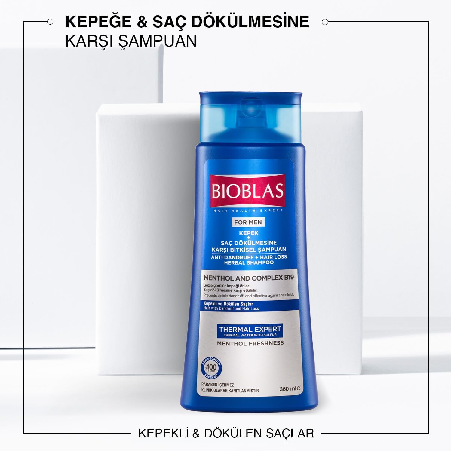 Thermal Expert Şampuan – Kepek ve Saç Dökülmesine Karşı, Termal Su & Mentol İçerikli, Bitkisel Kompleks B19, 360 ml