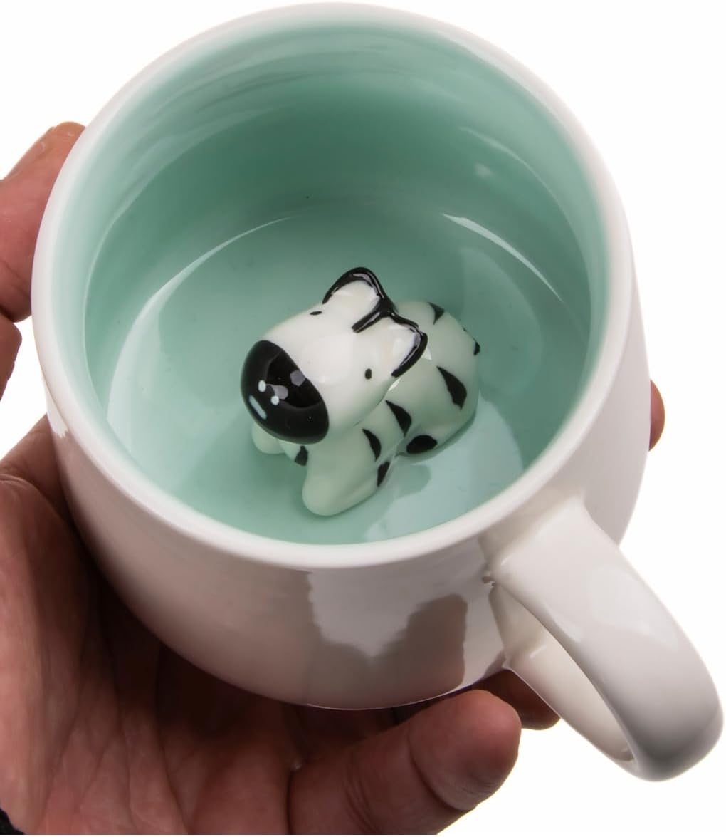 Mukko Home 3D Porselen Kupa – Sevimli Zebra Figürlü, 350 Ml, Eğlenceli Ve Şık Tasarım,Mavi