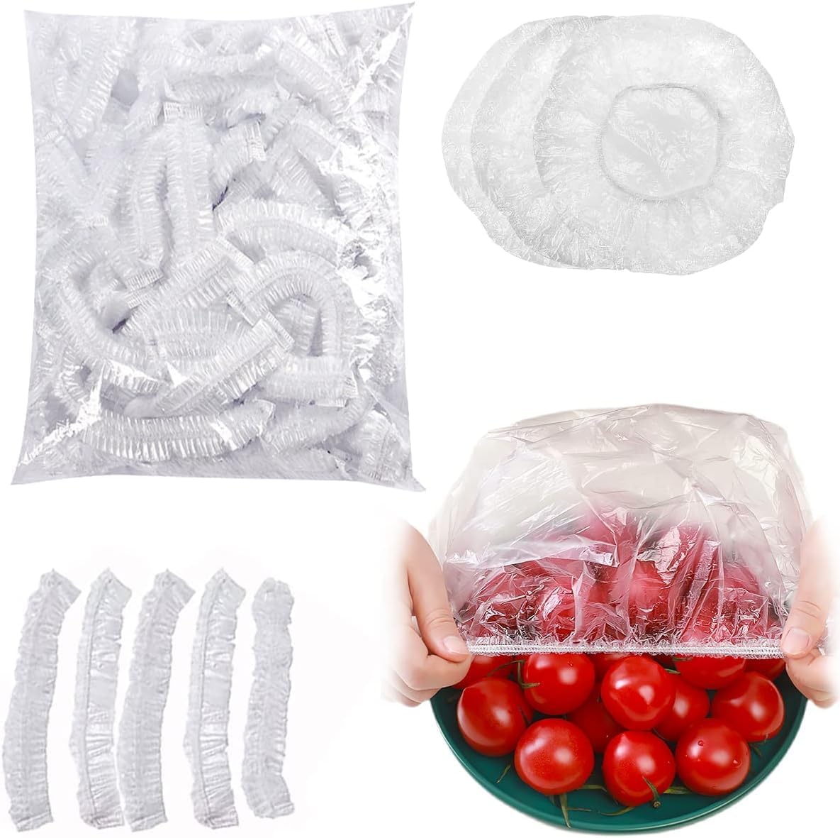 100’lü Yeniden Kullanılabilir Elastik Plastik Kase Kapakları – Şeffaf, 12x30 cm, Hava Geçirmez Gıda Saklama Bonesi, Ev ve Restoran İçin
