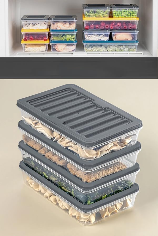 4 Adet Buzdolabı Organizeri, Buzdolabı İçin Çok Amaçlı Saklama Kabı, Fresh Box, Şeffaf ve Ayarlanabilir, Gıdaları Taze Tutma Özelliği, Mutfak Düzenleyici (1200 Ml)