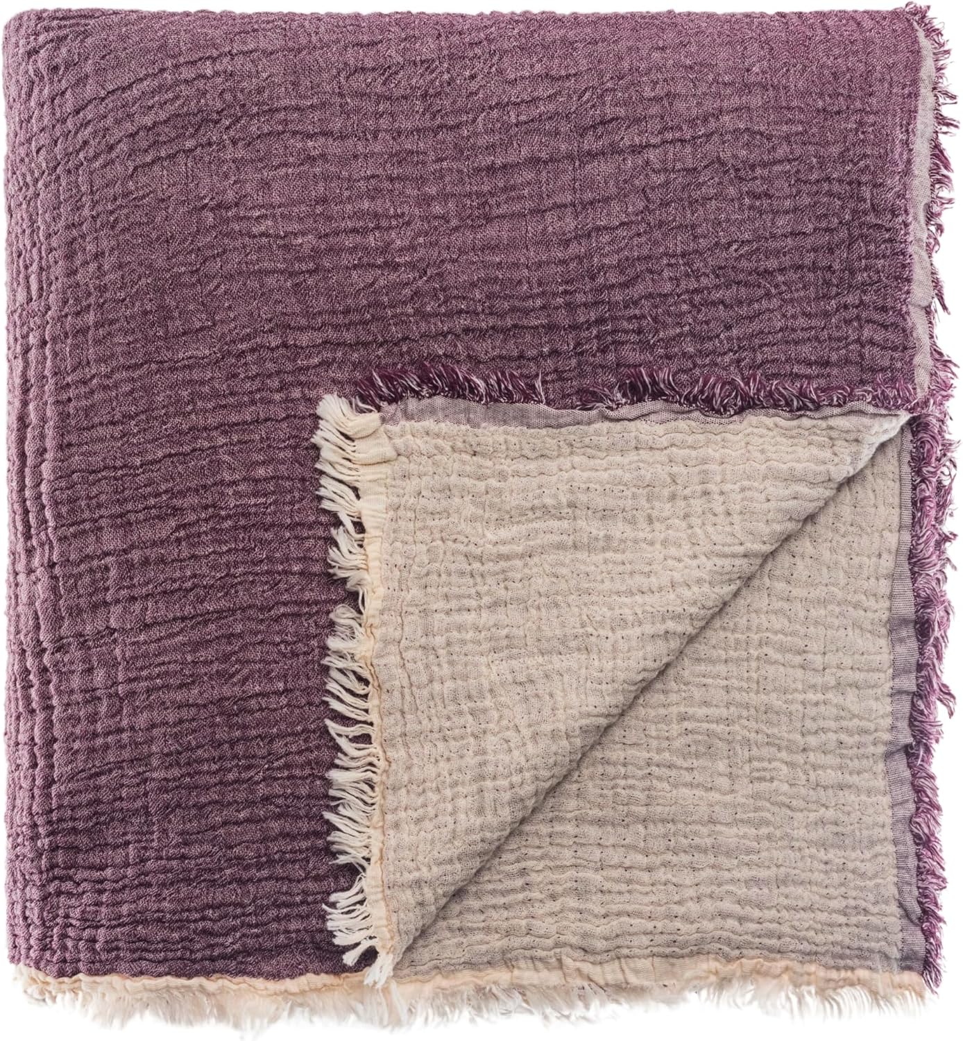 RAYME TEKSTİL - Müslin Pike Tek Kişilik, 100% Pamuk 4 Katlı Kaliteli Müslin Yatak Örtüsü, Dekoratif Şık Yumuşak Hafif Yazlık Pike (Mor, Tek Kişilik 160x220 cm)