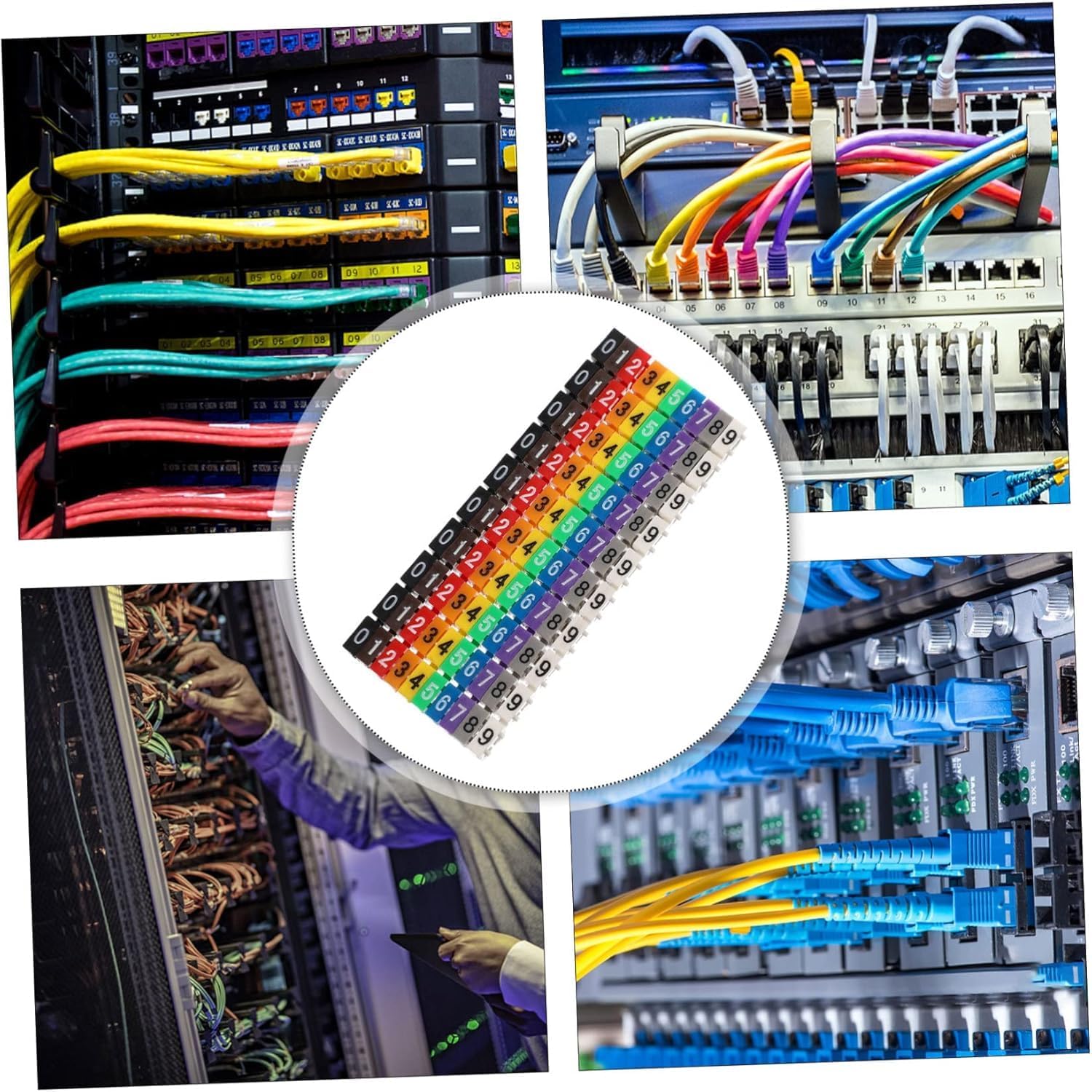 Kyrotech 100’lü Renkli Kablo Etiketi Seti – 6mm Plastik, 10 Renk, Yeniden Kullanılabilir Kordon Etiketi, Fiber Optik ve Elektrik Kabloları İçin Kablo Düzenleyici Etiket Klipsleri
