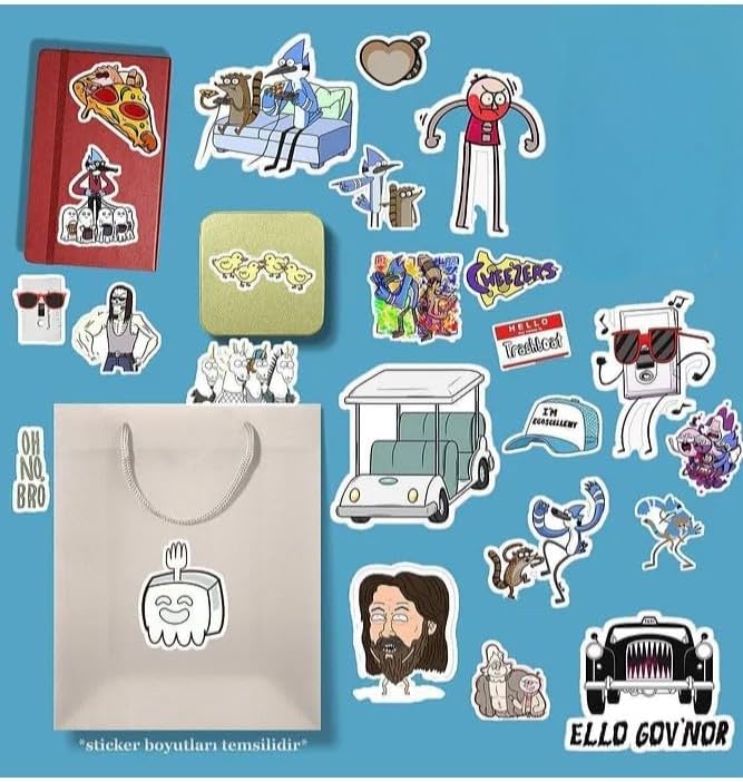 Regular Show Sticker Paketi/Bullet Journal Defter Çıkartma Ajanda Laptop Etiket