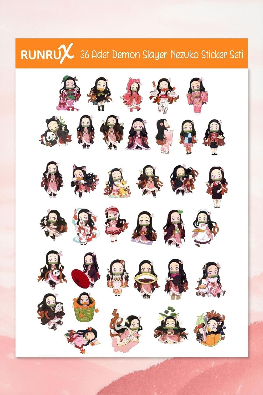 Demon Slayer Nezuko - Kimetsu No Yaiba Ajanda, Defter, Laptop, Telefon, Scrapbook Sticker - 36 Adet